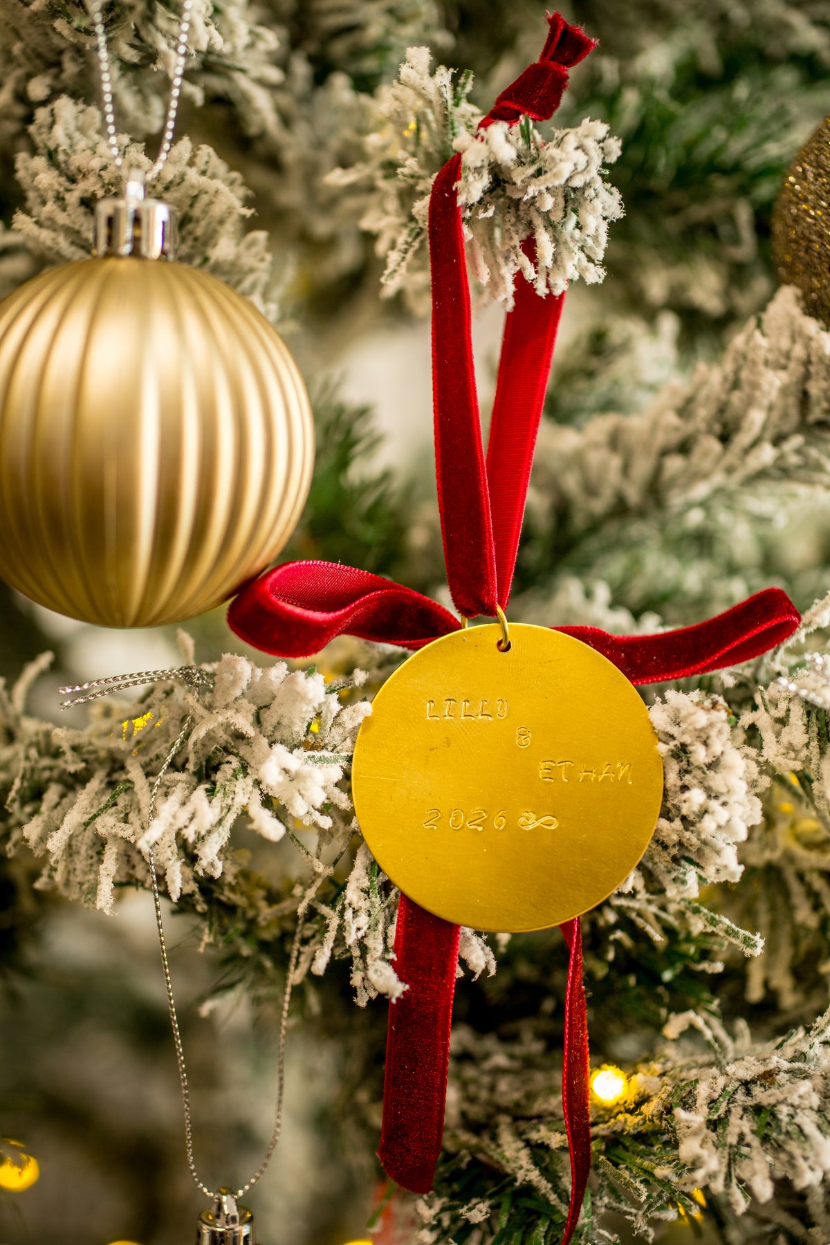 Personalised Christmas Keepsake Ornament  Hand-Stamped Brass