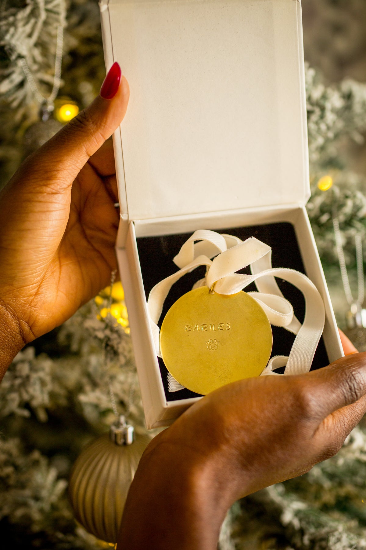 Personalised Christmas Keepsake Ornament  Hand-Stamped Brass